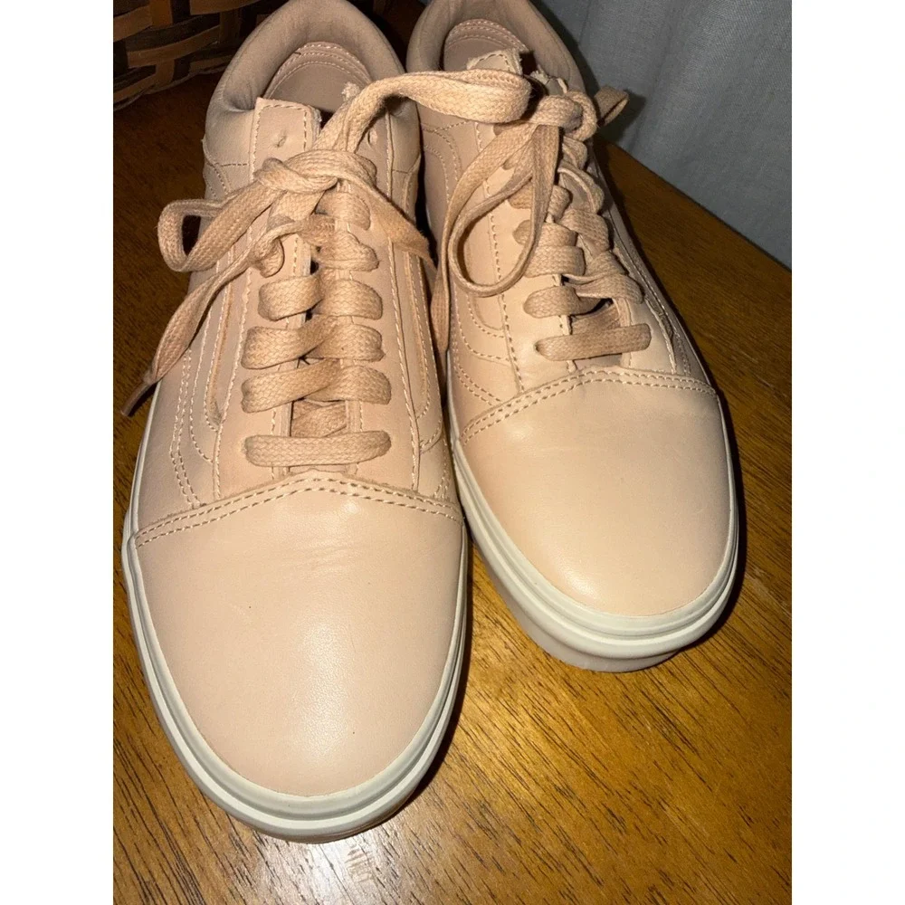 Vans Old Skool Veggie Tan Leather Sneakers Peach Beige Womens 8.5 Mens 7.0